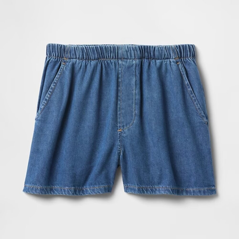 Mid Rise UltraSoft Denim Boxer Shorts | Medium Indigo | Size S | GAP